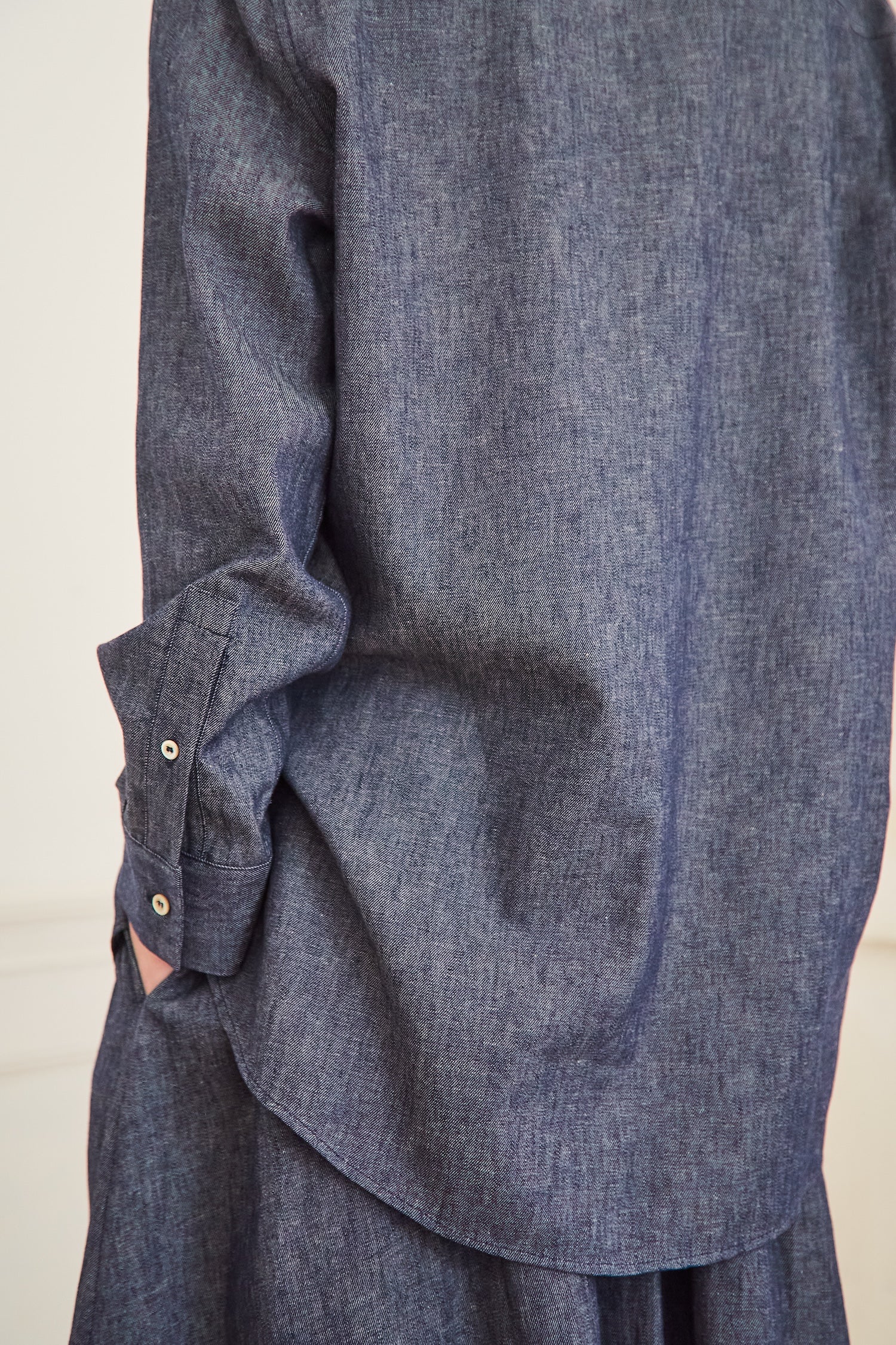 Japanese linen chambray Shirt in Indigo.