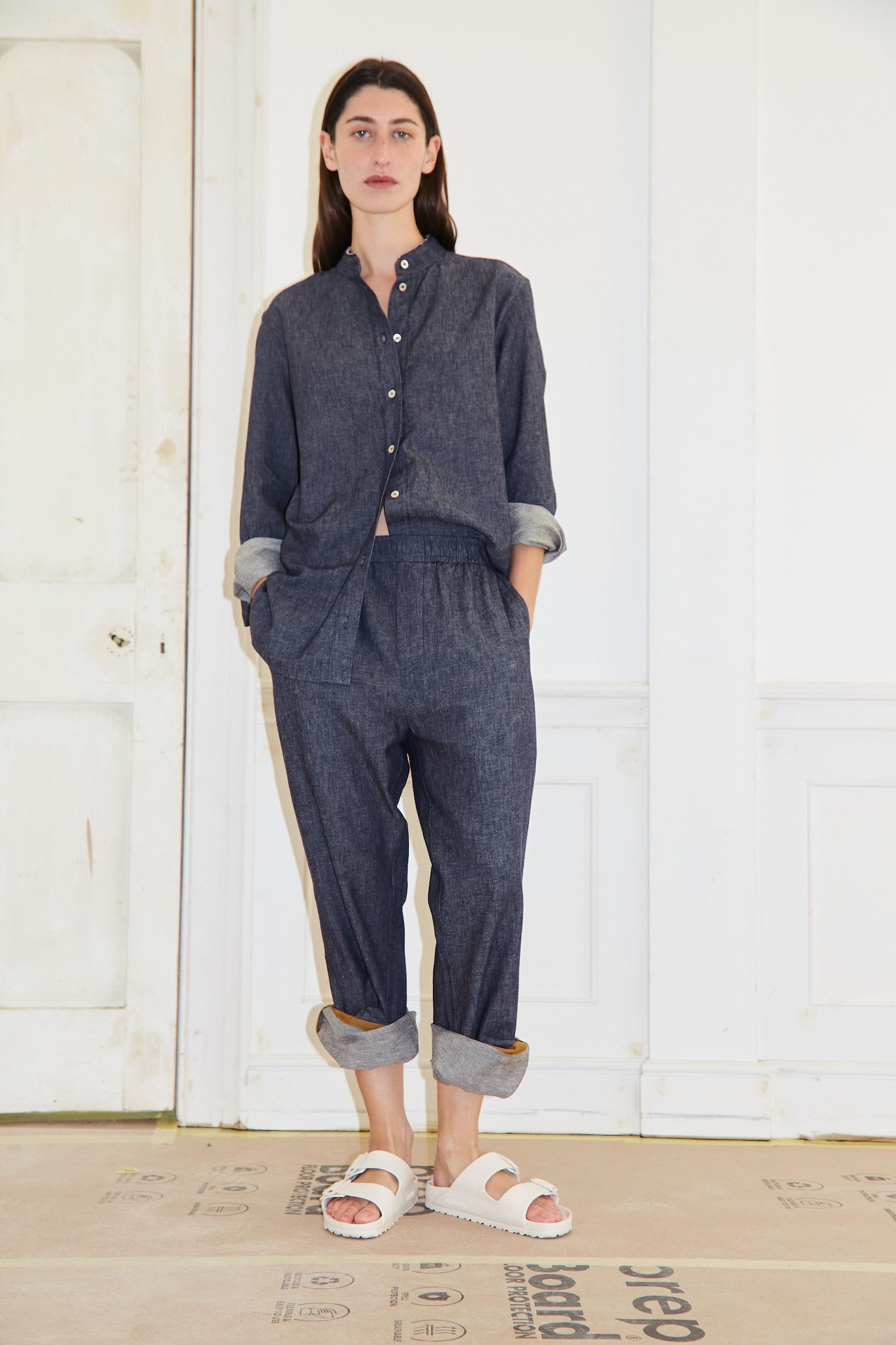 Japanese linen chambray Shirt in Indigo.