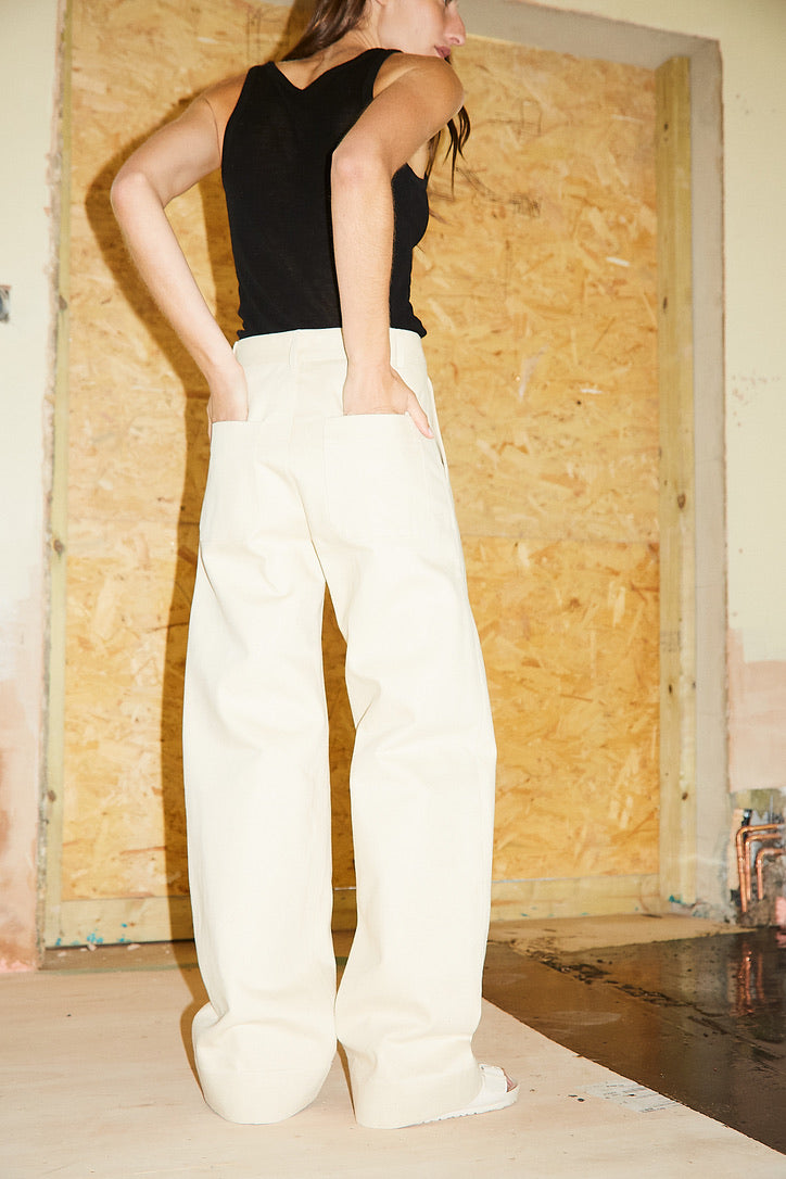 Selvedge Denim Work Jean, Cream.